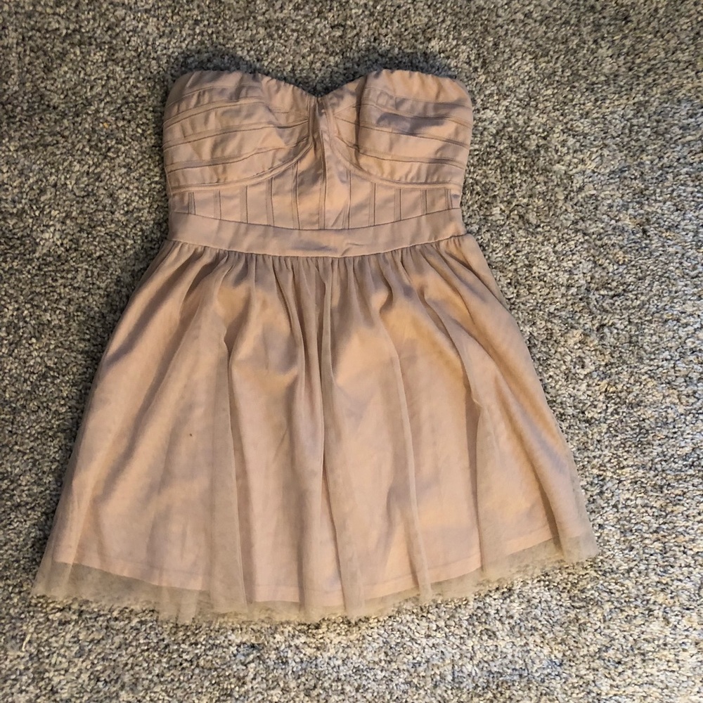 Tan strapless baby doll dress from BCBG Generation